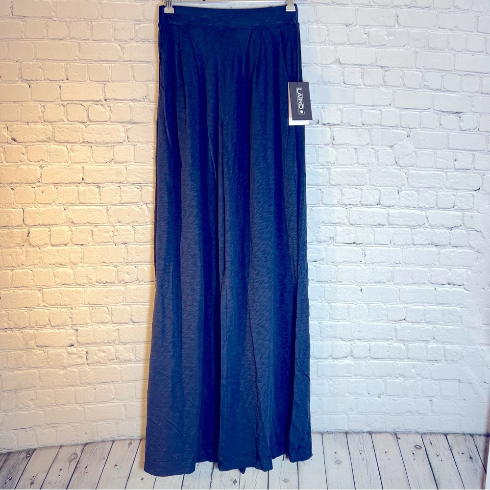Laird Palazzo Pant Navy Blue Quattro Tee Fabric Elastic Waist Pockets NWT